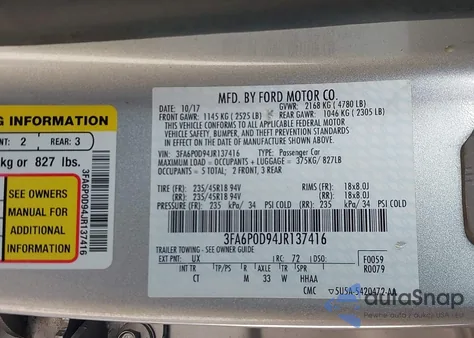 2018 Ford Fusion Titanium из США, поврежденный, VIN 3FA6P0D94JR137416